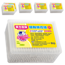 菲力家族 粗軸棉花棒 SGS檢驗合格, 200支, 6盒