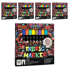 모디안 의류용 DIY 패브릭마커 펜 세트 혼합색상 14.4 x 14.7 x 1.3 cm, 12색, 5세트