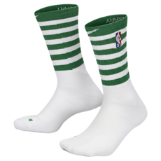 NIKE 耐吉 男女 基本款長襪 BOS U NK ELITE CREW NBA, 白色 + 綠色, 1雙