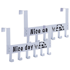 門後掛鉤熊貓 六鉤 金屬材質, 白色, 2個