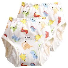 加厚6層學習褲 尿布褲 建議11~16kg 2個, 七彩恐龍 白色, 1組