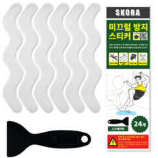 Skora 浴室防滑貼紙 S型 24入 20 x 2 cm + 刮板, 透明, 1套