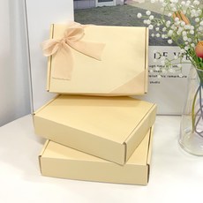 MAME 馬卡龍色禮物包裝盒 3入 + 緞帶組, 1套, 奶油黃