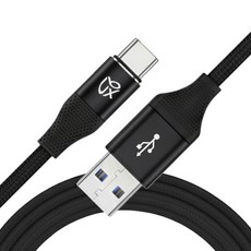언박싱 브랙스 USB to C타입 패브릭 고속 충전 케이블, 1개, 블랙, 0.5m