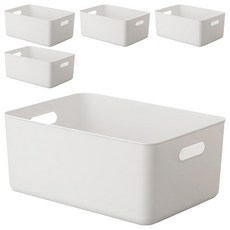 日式儲物盒/收納盒 Set 5, 清新日系設計，堅固耐用，白色，中號, 1組