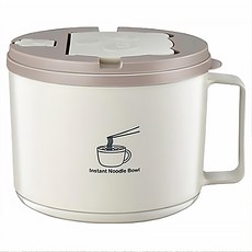 couselect 316不鏽鋼泡麵碗 雙層隔熱防燙便當盒 學生宿舍湯碗 1.3L 米白色, 1個