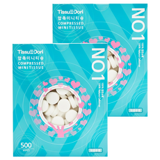 TissuEDori 迷你壓縮毛巾球 500個 100%天然纖維, 2盒