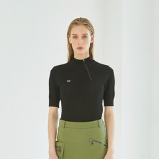MY COLOR IS 女士頸部拉鍊短袖針織衫