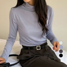 afinar 女士嫘縈修身半高領長袖T恤