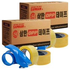 三韓透明膠帶 50m 6入+高級膠帶切割器組, 2套, 透明(封箱膠帶),