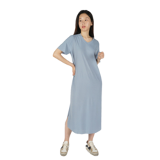 Eunone 44-88 長版涼感連身裙 夏季睡衣 含大尺碼, 藍色