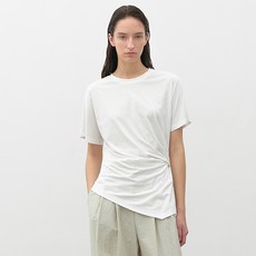 아틀리에나인 여성용 로완 언발란스 트위스트 면 티 T-7056