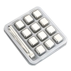 咪咪購物 304不鏽鋼冰塊組12入組 (附贈盒子+夾子)| 環保冰塊 不銹鋼冰塊 不鏽鋼冰球 威士忌冰塊冰塊盒 冰箱 冰塊 冰磚, 12入