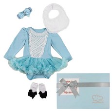 La Chamade 日安朵朵 女嬰雪紡蓬蓬裙連身衣禮盒 - 長袖 含襪子和圍兜