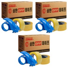 삼한 투명 박스테이프 50m 6p + 고급 커터기 세트, 투명(박스테이프),, 3세트