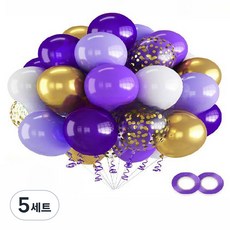 曼德哈比五彩紙屑氣球組, 紫金色, 5套