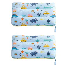 愛北鼻 獨家加厚水洗枕 2入 寶寶枕頭 水洗棉 親膚透氣, 仙人掌恐龍 藍色, 43x28cm±2cm
