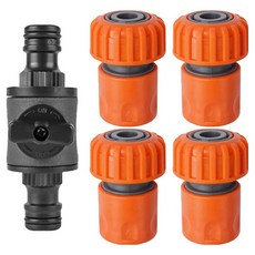 길그리 호스 중간 밸브 호수 연결 커넥터 + 원터치 어댑터 19~23mm 4p 세트, 1세트, 혼합색상