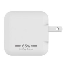 EZGO 65W USB+TypeC 雙孔快充頭 氮化鎵GaN 可折疊插腳 智能分配電流 降低溫度高效充電, 白色, 1個