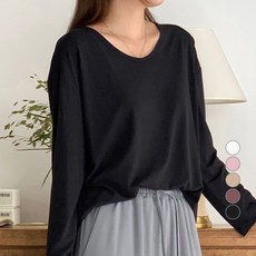 AFINAR V領寬鬆垂墜感長袖T恤