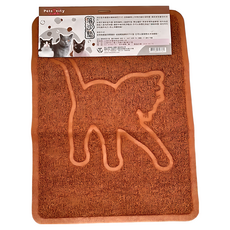 Pets City 寵物用落砂墊-貓印淺咖啡,1入,有效減少貓砂帶出,保持地板清潔, 480X350mm
