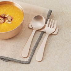 Nothyang 韓國傳統手工銅器 Loda 湯匙叉子餐具架組, 金色, 1套, 湯匙 + 叉子 + 餐具架