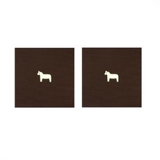 無黏著劑布料方形墊 2張, 25 小馬 深咖啡色