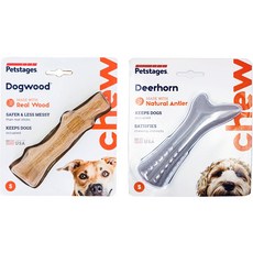 펫스테이지 강아지 장난감 우드스틱 S + 디어혼 S, 1세트, 혼합색상