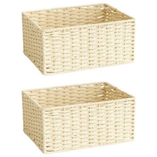 Block Mart 現代藤編收納籃, 米色, 2個