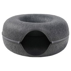 FOSO 可拆式甜甜圈寵物隧道窩(小)-深灰 貓咪隧道玩具 寵物休憩用品, 1入
