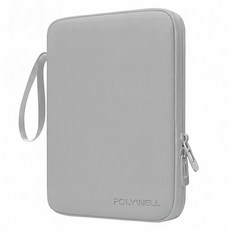 POLYWELL 寶利威爾 平板防撞防水收納包 緩衝泡綿內襯 PU材質防撥水 全開拉鍊 多種尺寸 適用iPad PW15-T65-0841, 灰色, 1個