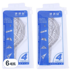 MaDaKkuMi 三角尺 量角器 直尺 4件組, 6套, 透明