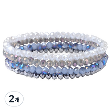 Homesell瑜珈冥想彈性手鍊 藍色混合 18cm, 2個