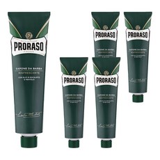PRORASO 刮鬍膏 綠標 薄荷，150ml，含尤加利樹精油和薄荷醇, 5條