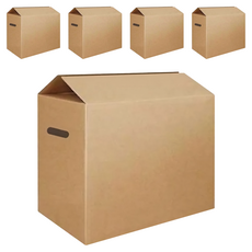 Casber科百承印 耐重版五層波浪瓦楞紙箱 釘封側提孔 厚8mm 5個, 卡其色, 1組