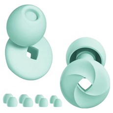 Misoroun 飛機用睡眠矽膠耳塞 2p + 耳帽 8p 組 綠色龍捲風, 1套