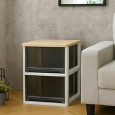 보노하우스 어반 우드상판 베이직 서랍장 2단, 다크투명, 1개