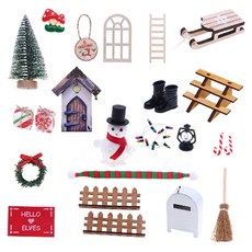 迷你聖誕復古花園裝飾DIY 24件組, 1個, 棕色