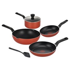 Tefal 特福 波爾多系列 不沾鍋具組 6入, 萬用鍋26cm + 煎鍋20cm + 煎鍋24cm + 單柄鍋含蓋18cm + 鏟子, Red, 1組