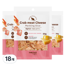 더캣 고양이 마블링 슬라이스 간식, 혼합맛(게살/치즈), 50g, 18개