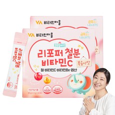 Vitamin Village 孩童維他命C&鐵質補充粉隨身包 水蜜桃口味, 2盒, 90g