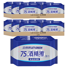 Let-Green 立得清 75%酒精擦濕巾隨身包, 擦拭光亮不留水痕，適合外出隨身攜帶, 6包, 2組