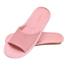 頭層牛皮簡約軟底防滑室內拖鞋 LS13, 粉色, 1雙