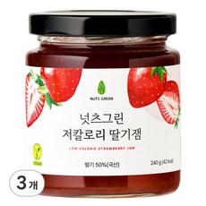 넛츠그린 저칼로리 딸기잼, 3개, 240g