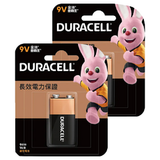 DURACELL 金頂 鹼性電池 9V，高電能、溫度範圍廣，不添加水銀、環保鹼性電池, 1顆, 2組
