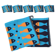 PURE SUNDAY 純棉3層紗布抹布 廚房毛巾 魚, 12個