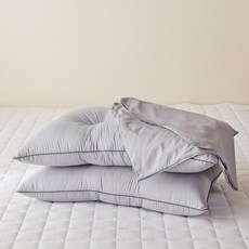 La Pomme Profur防過敏枕芯2入+枕頭套2入, 煙灰色, 1套