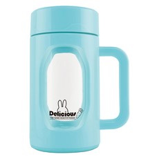 咪兔 商務辦公杯 高硼硅玻璃材質 內塞304鋼芯 外殼不銹鋼+ABS, 綠色, 480ml, 1個