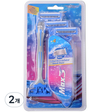 MAX 3層刮鬍刀 紅色+藍色, 2個, 4入