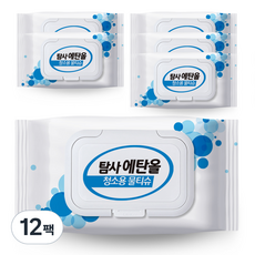 탐사 에탄올 함유 세정티슈, 12팩, 50매, 45g